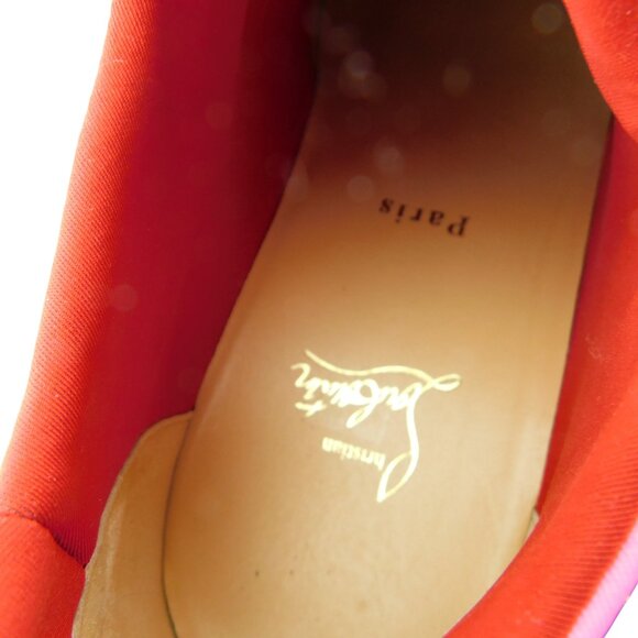 CHRISTIAN LOUBOUTIN Spiked Rose Hot Pink Neoprene Run Donna Sneakers 39.5 - Picture 7 of 8